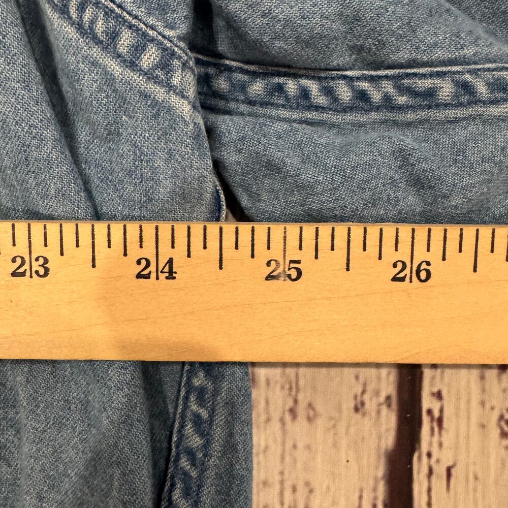 Vintage Chaps Ralph Lauren Men's 17.5 34/35 Blue Denim Chambray Button Shirt GUC - Picture 6 of 8